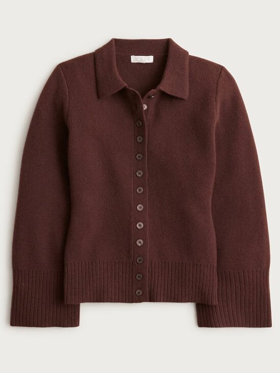 J. Crew Sweaters - J.Crew Chocolate Brown 100% Lambswool Milano Cardigan Jacket in Size M
